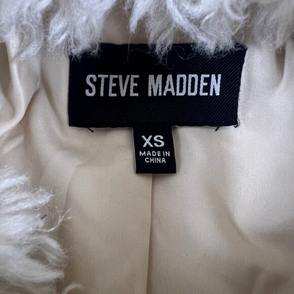 Steve Madden Winterlyn Jacket XS Natural Sherpa Faux Fur Teddy Coat Scandi Girl - Picture 8 of 16
